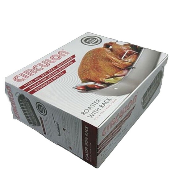 Circulon Nonstick Roasting Pan / Roaster with Rack 17”x13” Gray Nonstick NEW - Picture 3 of 7